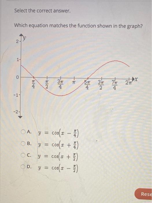 Solved Select The Correct Answer Which Equation Matches The Chegg