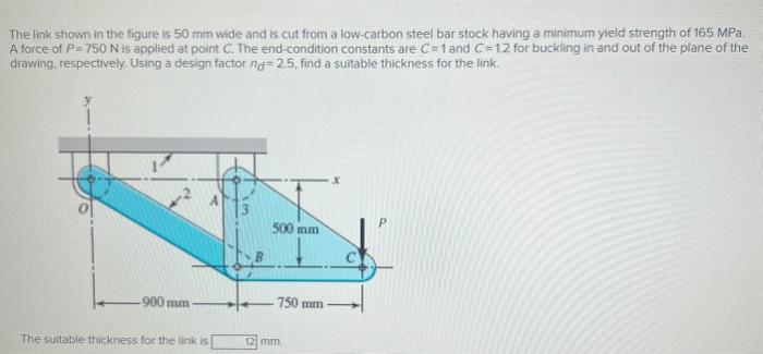 Solved The Link Shown In The Figure Is Mm Wide And Is Cut Chegg