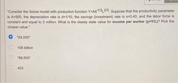 Solved Consider The Solow Model With Production Function Chegg