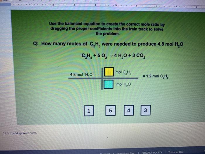 Solved Use The Balanced Equation To Create The Correct Mole Chegg