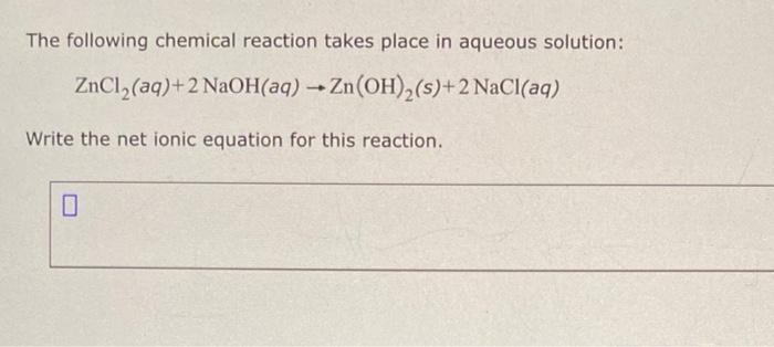 Solved The Following Chemical Reaction Takes Place In Chegg