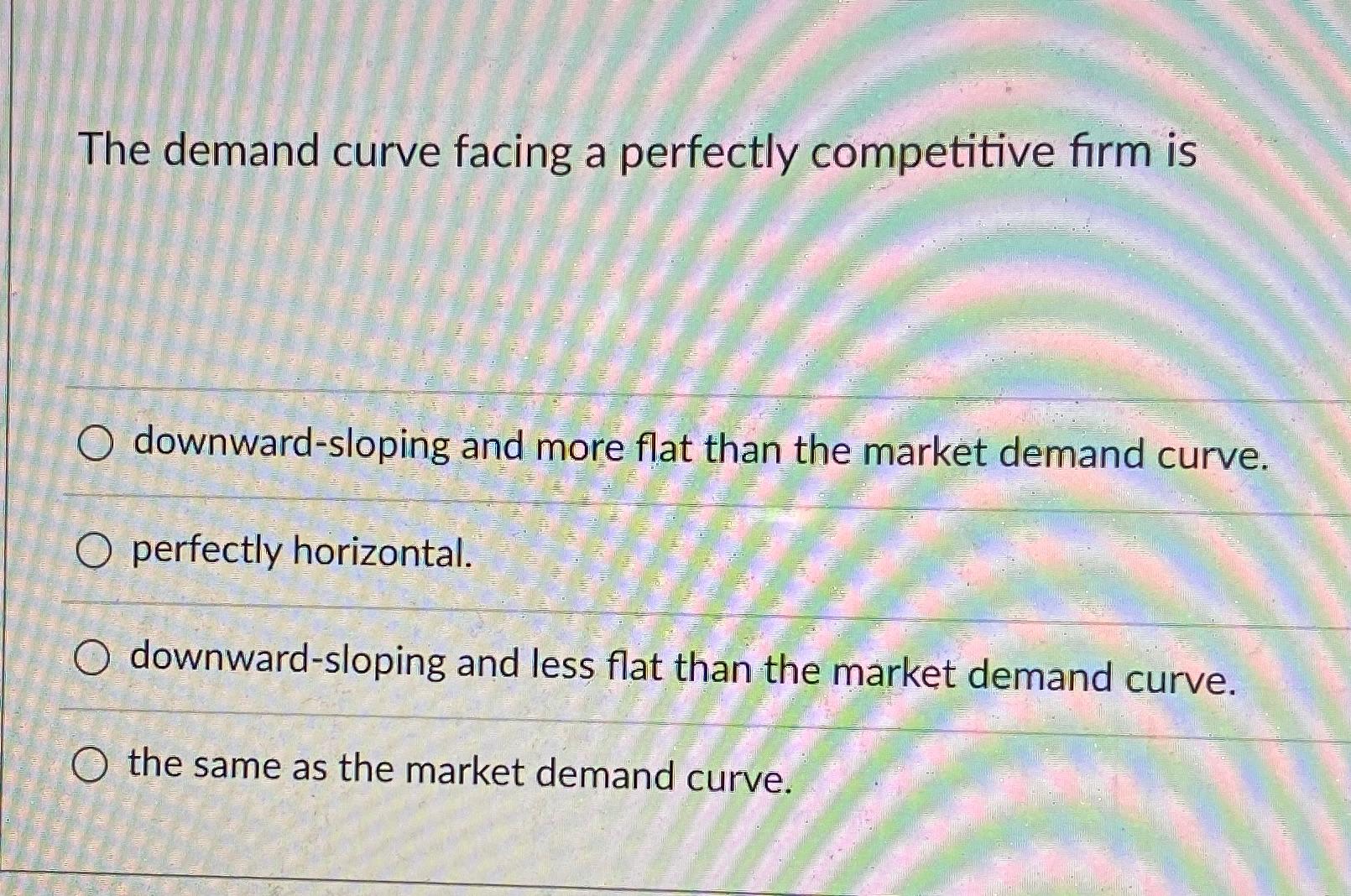 Solved The Demand Curve Facing A Perfectly Competitive Firm Chegg