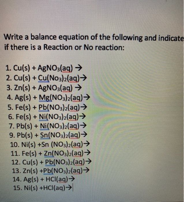 Solved Write A Balance Equation Of The Following And Chegg