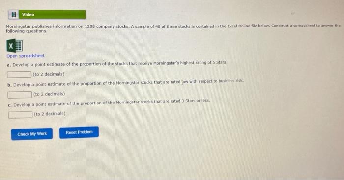 Solved Video Morningstar Publishes Information On Chegg