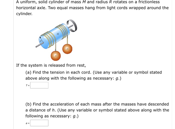 Solved A Uniform Solid Cylinder Of Mass M And Radius R Chegg