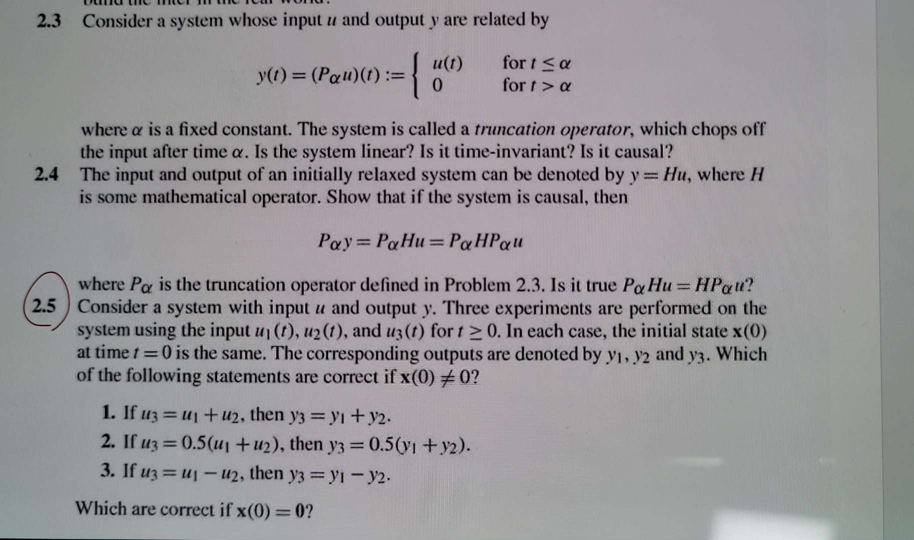 Solved Consider A System Whose Input U And Output Y Are Chegg