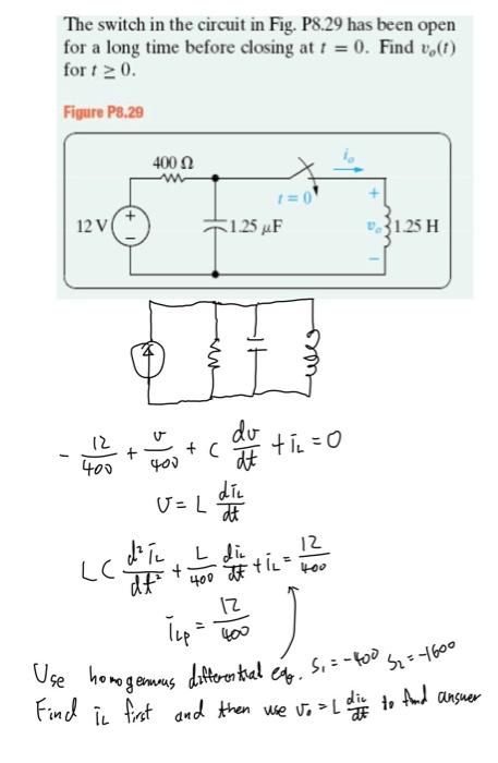 Solved The Switch In The Circuit In Fig P Has Been Open Chegg