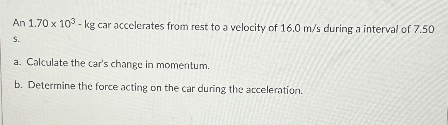 Solved An Kg Car Accelerates From Rest To A Chegg