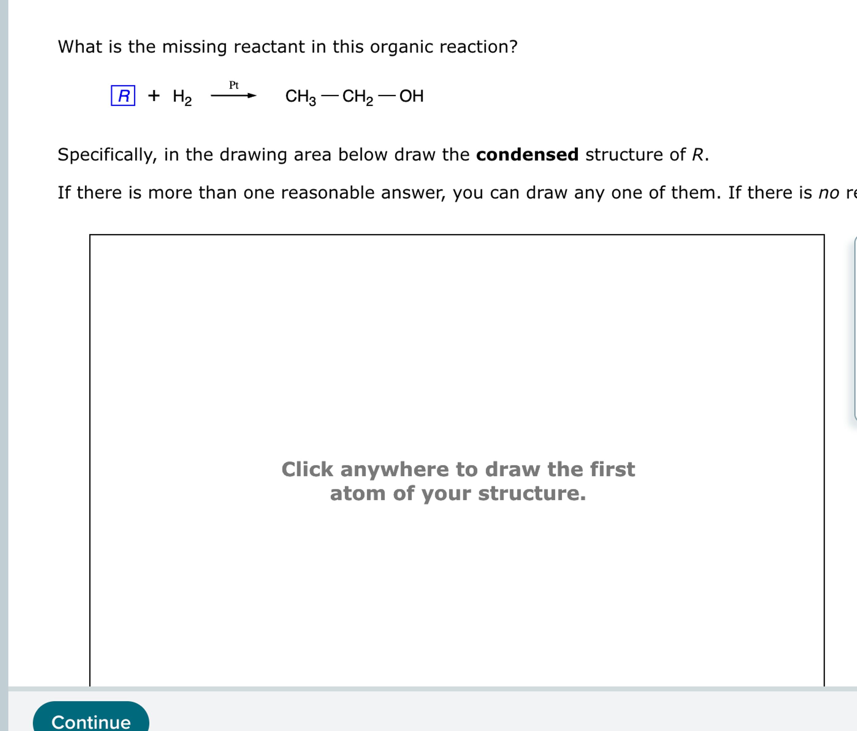 Solved What Is The Missing Reactant In This Organic Chegg