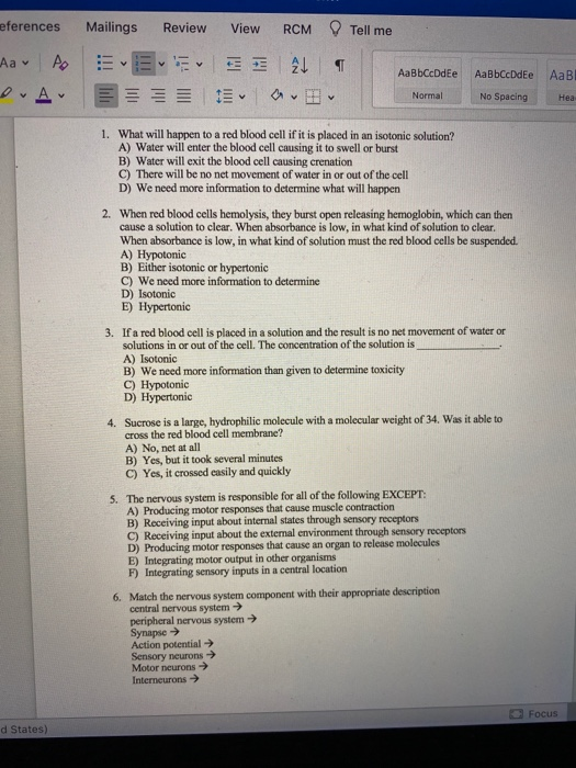 Solved Eferences Mailings Review View Rcm Tell Me V E Chegg