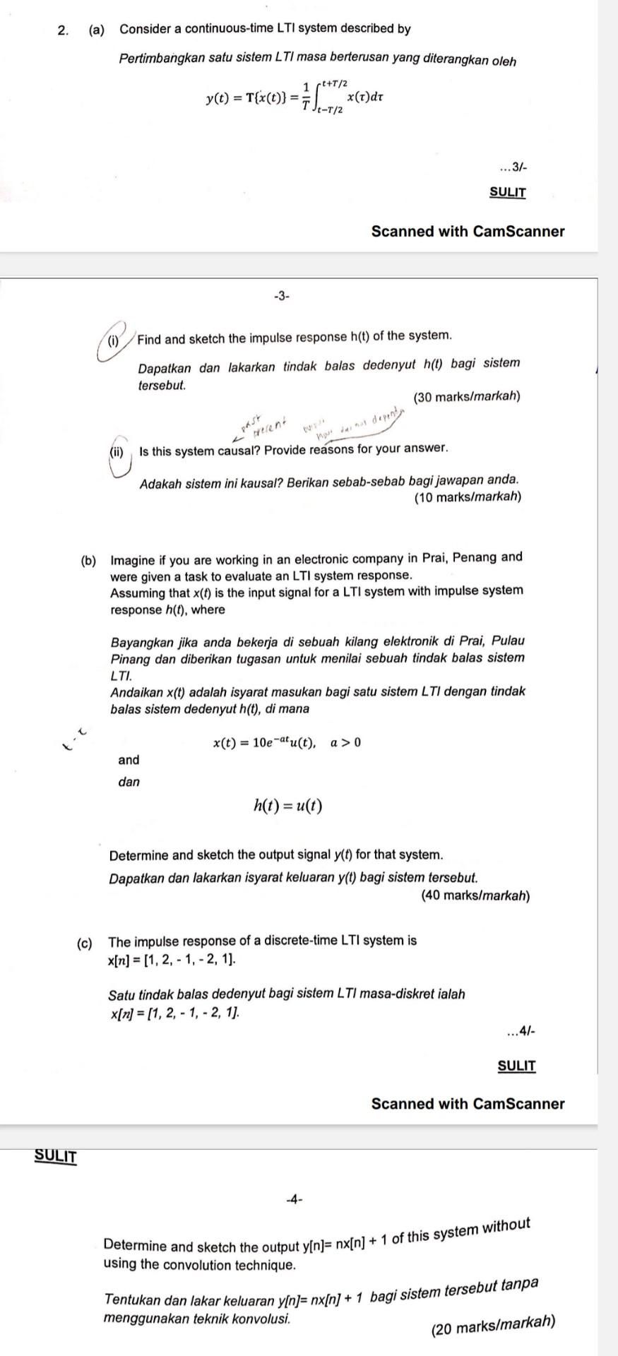 Solved 2 A Consider A Continuous Time LTI System Chegg