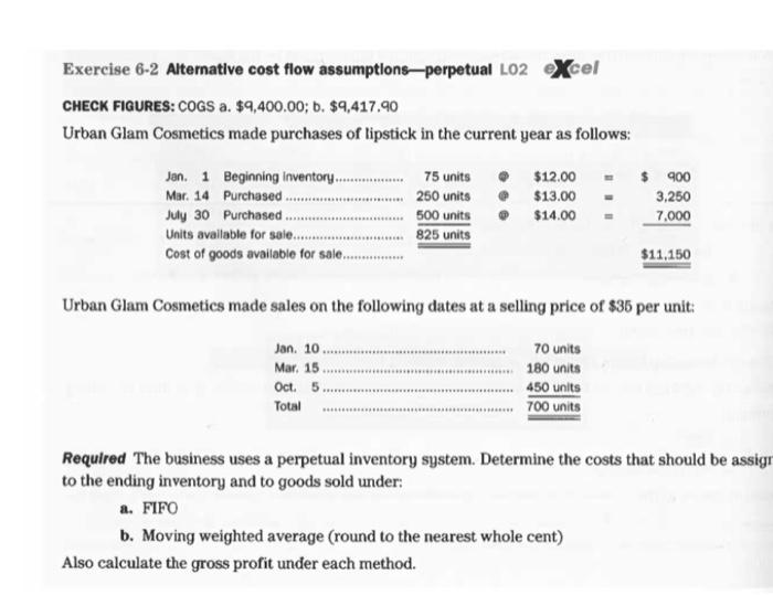 Solved Exercise Alternative Cost Flow Check Figures Chegg