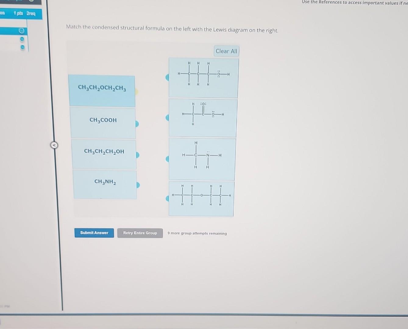 Solved Match The Condensed Structural Formula On The Left Chegg