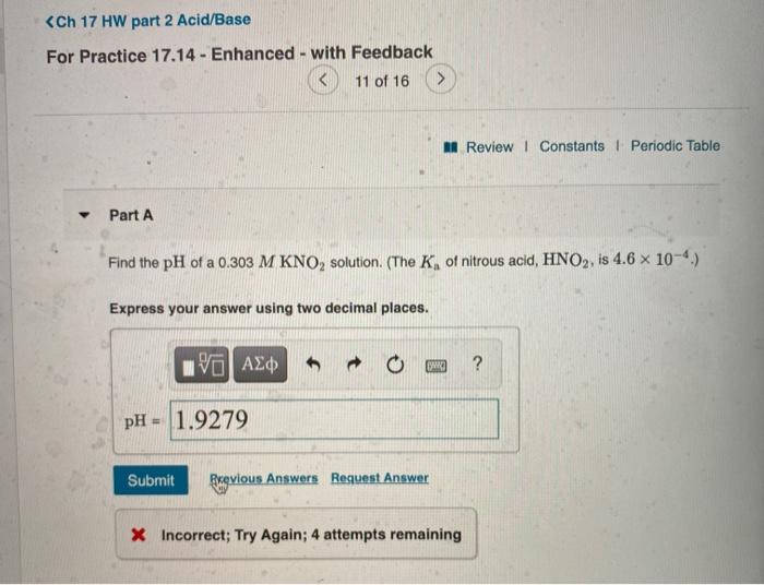 Solved A Review Constants Periodic Table Missed This Read Chegg