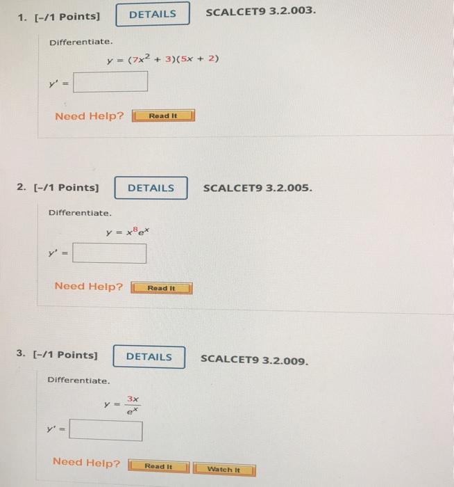 Solved 1 1 Points DETAILS SCALCET9 3 2 003 Chegg