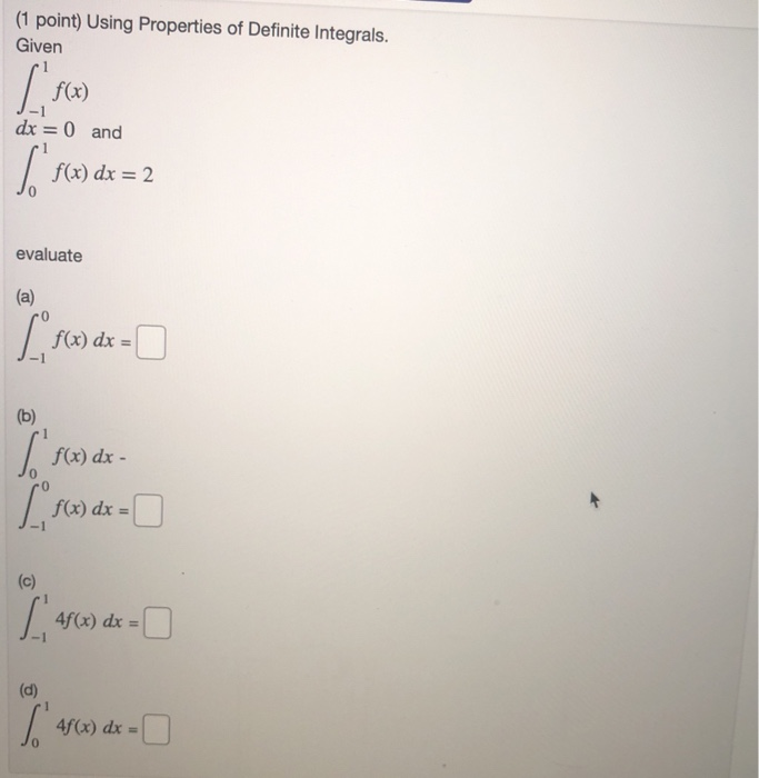 Solved Point Using Properties Of Definite Integrals Chegg