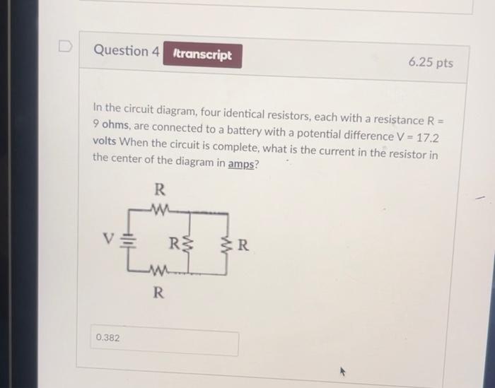 Solved In The Circuit Diagram Four Identical Resistors Chegg