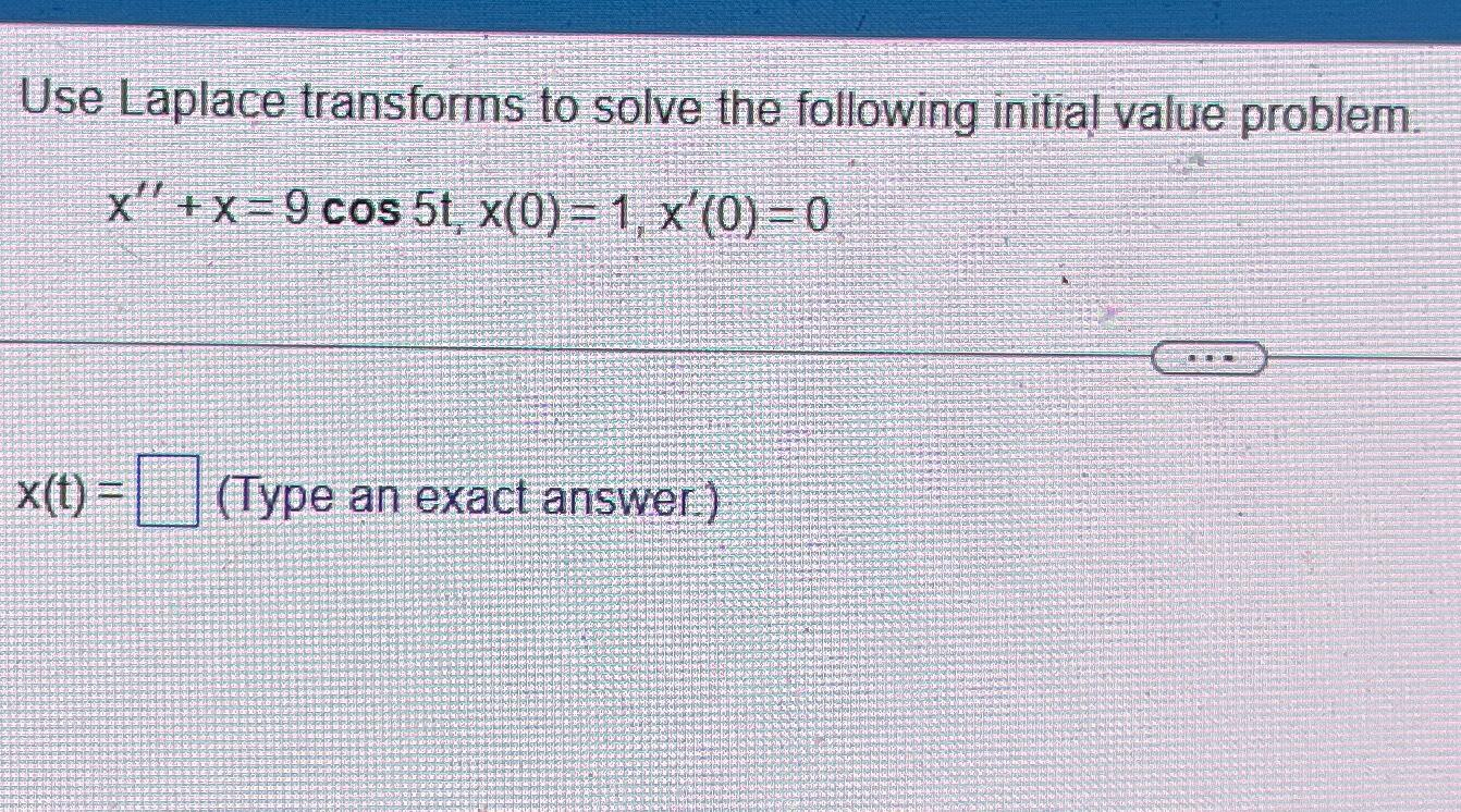 Solved Use Laplace Transforms To Solve The Following Initial Chegg