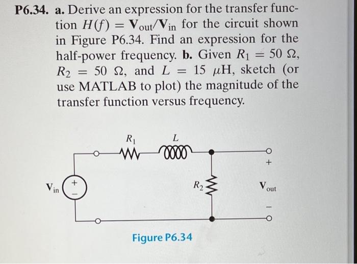 Solved A Derive An Expression For The Transfer Function Chegg