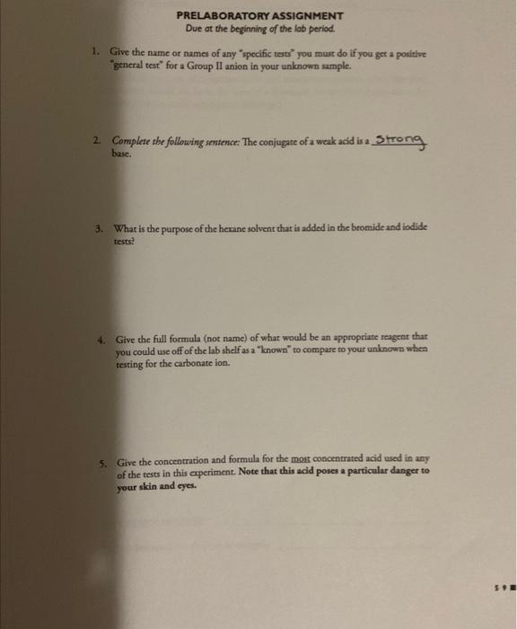 Solved Prelaboratory Assignment Due At The Beginning Of The Chegg