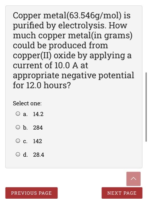 Solved Copper Metal 63 546g Mol Is Purified By Chegg