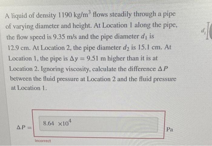 Solved Al A Liquid Of Density Kg Mflows Steadily Chegg