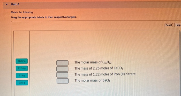 Solved Part A Match The Following Drag The Appropriate Chegg