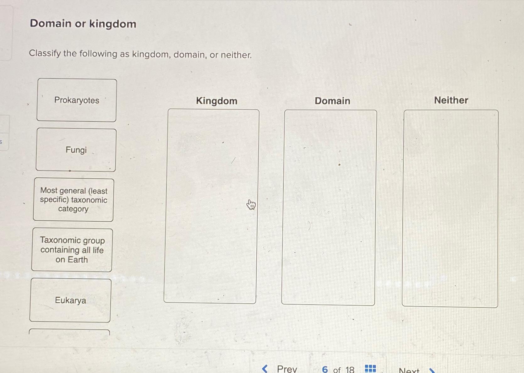 Solved Domain Or KingdomClassify The Following As Kingdom Chegg