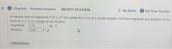 Solved 3 1 2 Points Previous Answers SerCP11 15 3 P 019 My Chegg