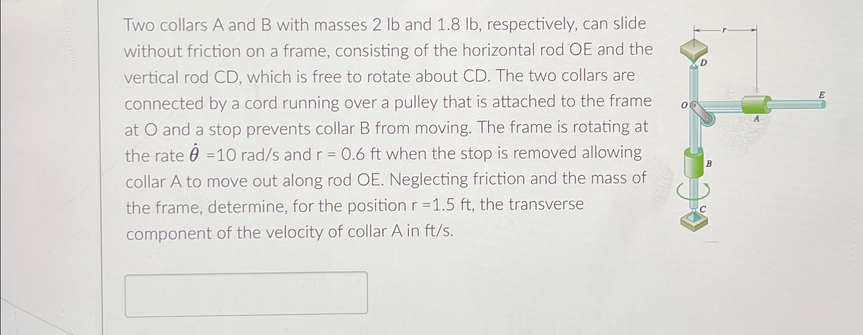 Solved Two Collars A And B With Masses Lb And Lb Chegg