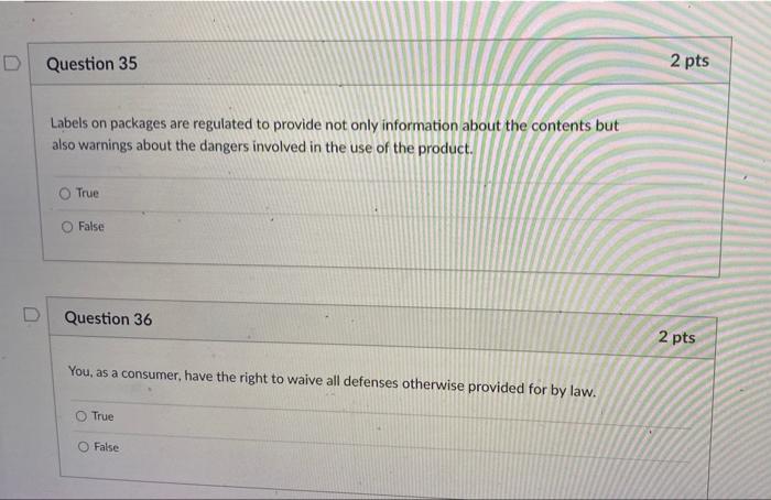 Solved D Question Pts Labels On Packages Are Regulated Chegg