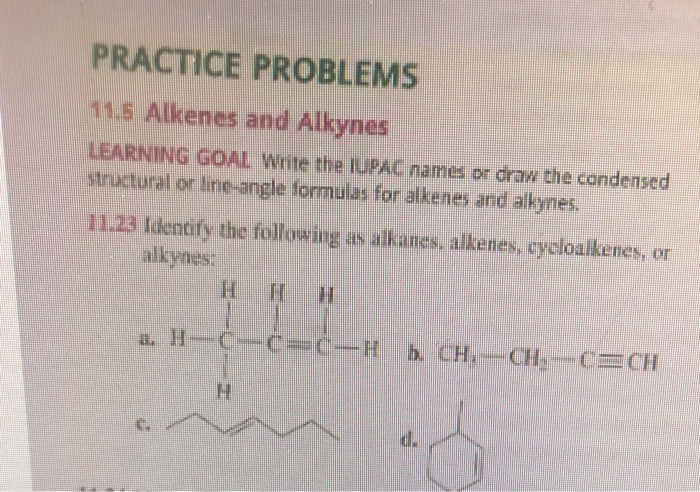 Solved Practice Problems Alkenes And Alkynes Learning Chegg