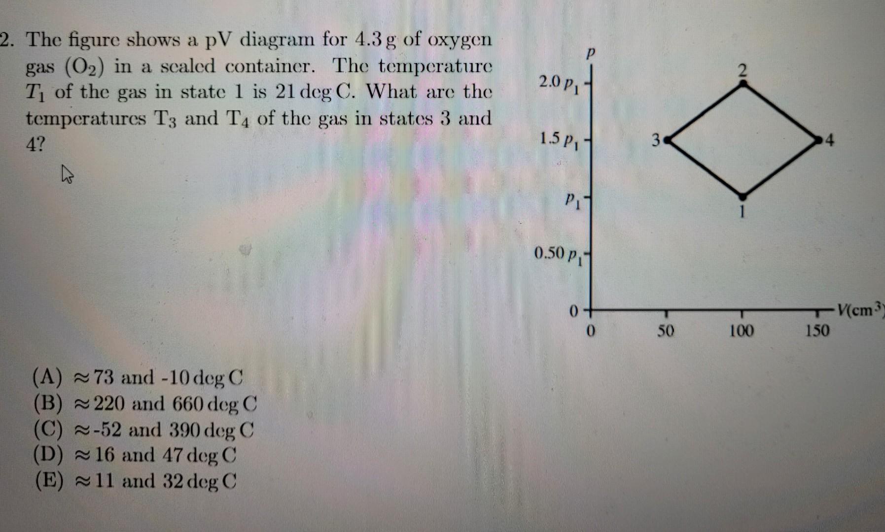 Solved 2 The Figure Shows A PV Diagram For 4 3 G Of Oxygen Chegg