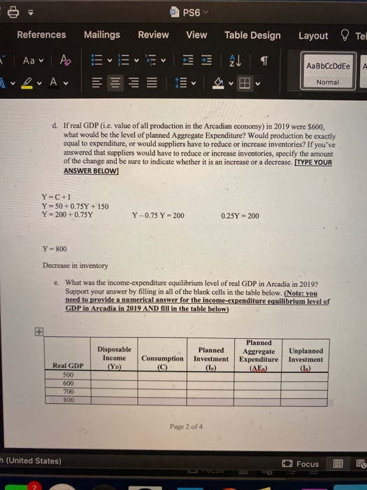 Solved E What Was The Income Expenditure Equilibrium Level Chegg