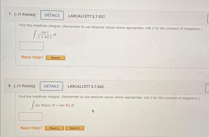 Solved Find The Indefinite Integral Remember To Use Chegg