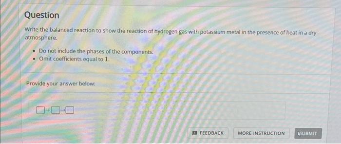 Solved Write The Balanced Reaction To Show The Reaction Of Chegg