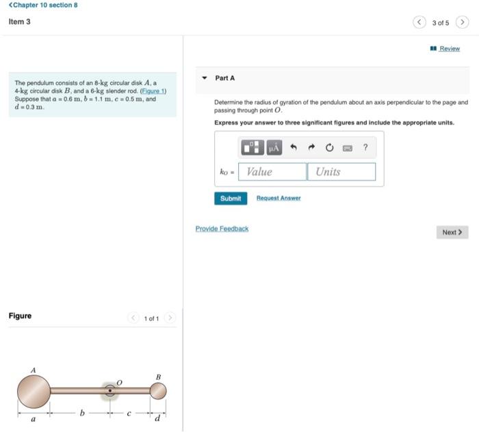 Solved The Pendulum Consists Of An 8 Kg Circular Disk A4 A Chegg