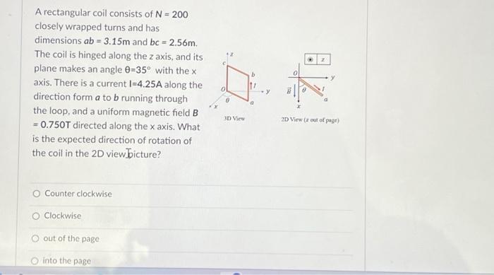 Solved A Rectangular Coil Consists Of N Closely Chegg