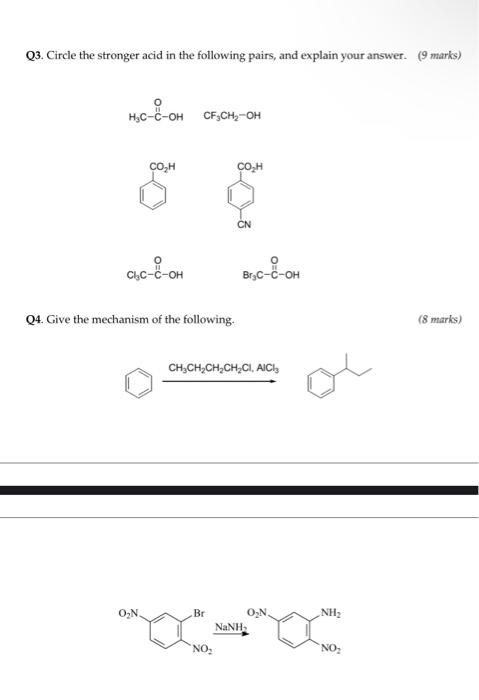 Solved Q Circle The Stronger Acid In The Following Pairs Chegg