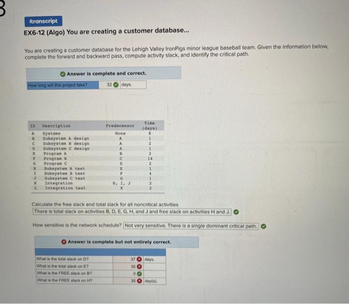 Solved Itranscript EX6 12 Algo You Are Creating A Customer Chegg