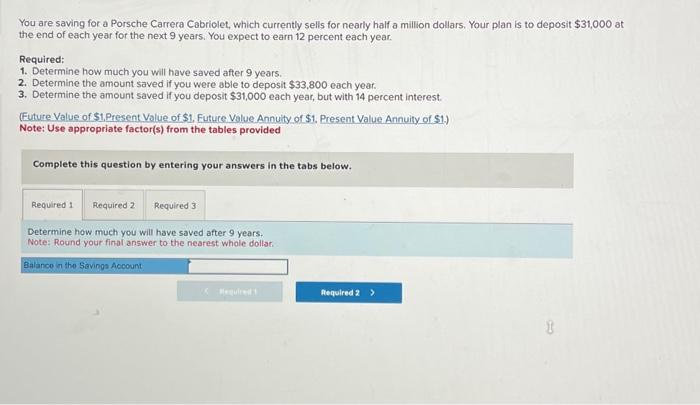 Solved You Are Saving For A Porsche Carrera Cobriolet Which Chegg
