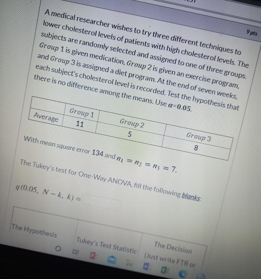 Solved Pts A Medical Researcher Wishes To Try Three Chegg