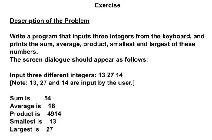 Solved Exercise Description Of The Problem Write A Program Chegg