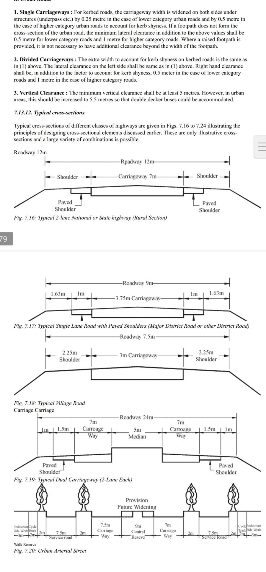 Solved Single Carriageways For Kerbed Roads The Chegg