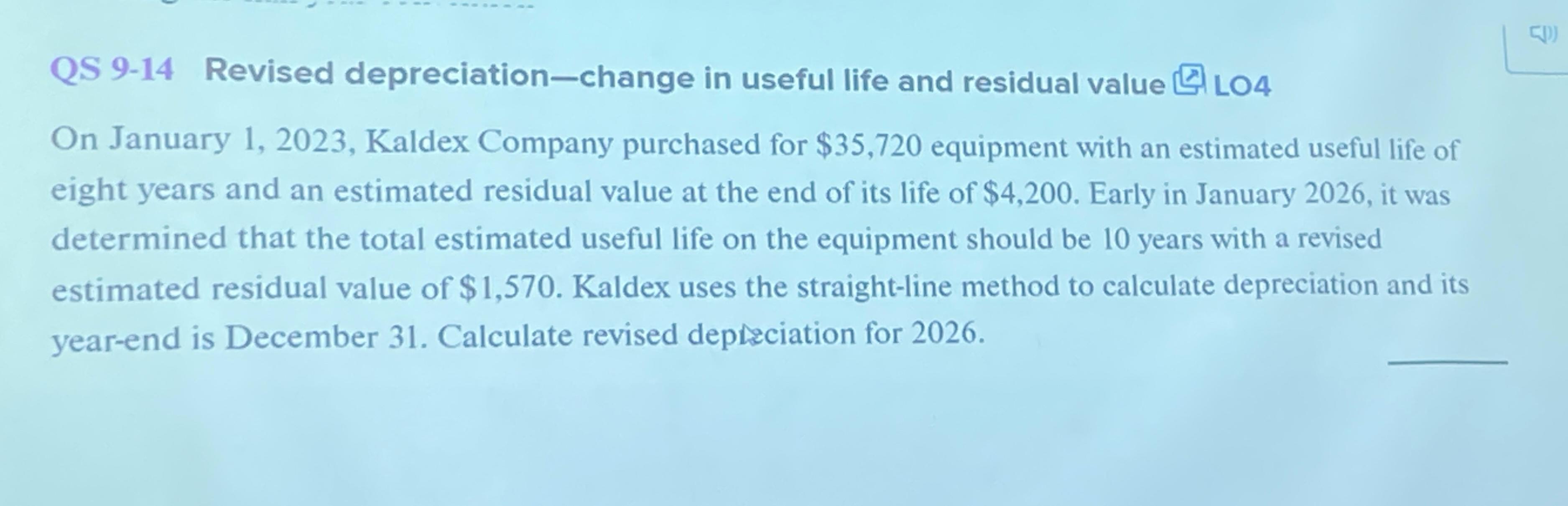 Solved Qs Revised Depreciation Change In Useful Life Chegg