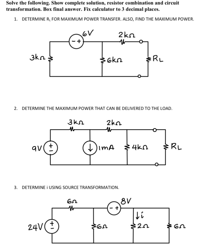 Solve The Following Show Complete Solution Resistor Chegg