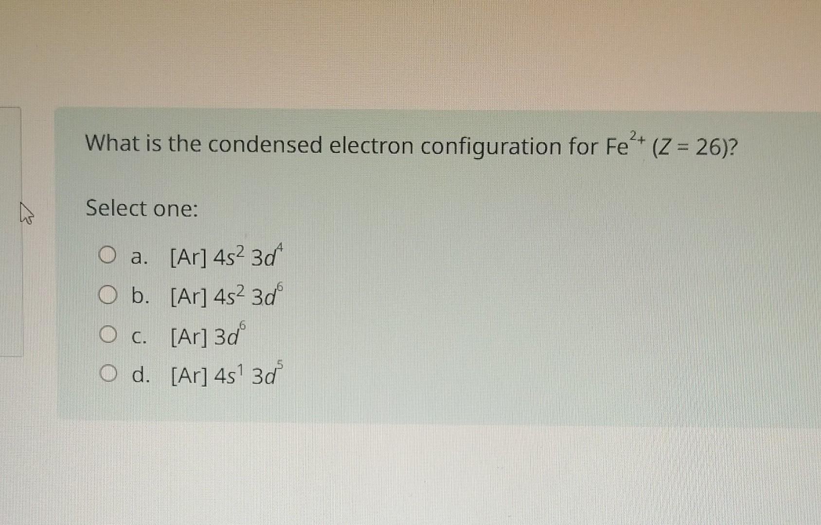 Solved What Is The Condensed Electron Configuration For Chegg