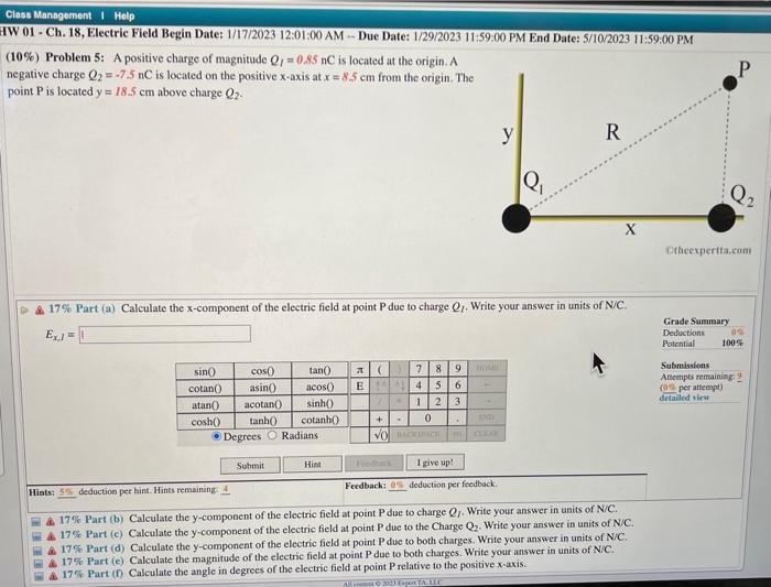 Solved 10 Problem 5 A Positive Charge Of Magnitude Chegg