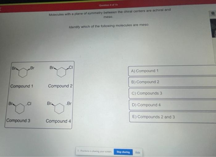 Solved Molecules With A Plane Of Symmetry Between The Chiral Chegg