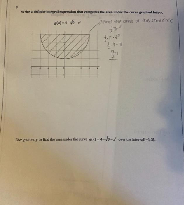 Solved 3 Write A Definite Integral Expression That Computes Chegg